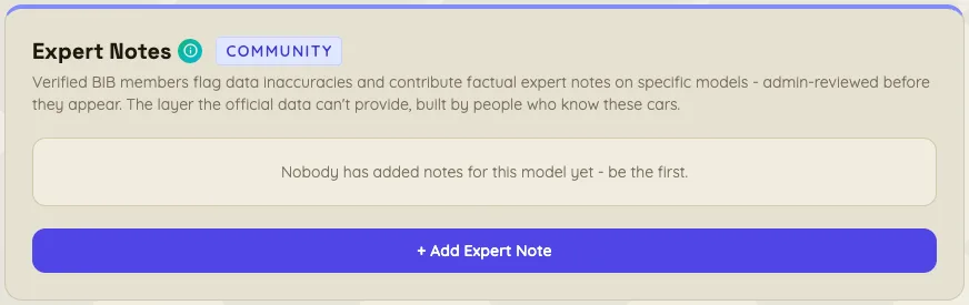 Expert Notes - screenshot from a BIB report