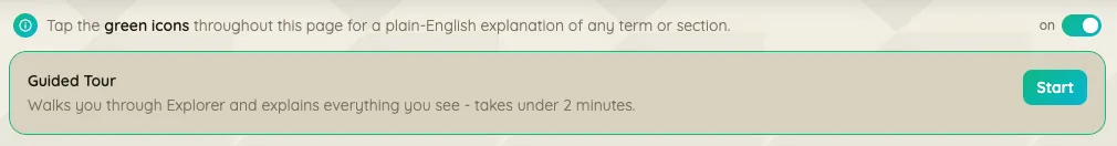 Tooltip toggle and guided tour launcher